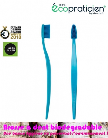 Brosse à dents adulte écologique – médium-souple - Biobrush bleue