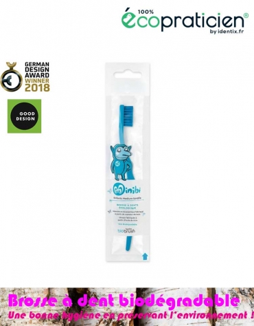 Brosse à dents enfant écologique – médium-souple - Biobrush bleue